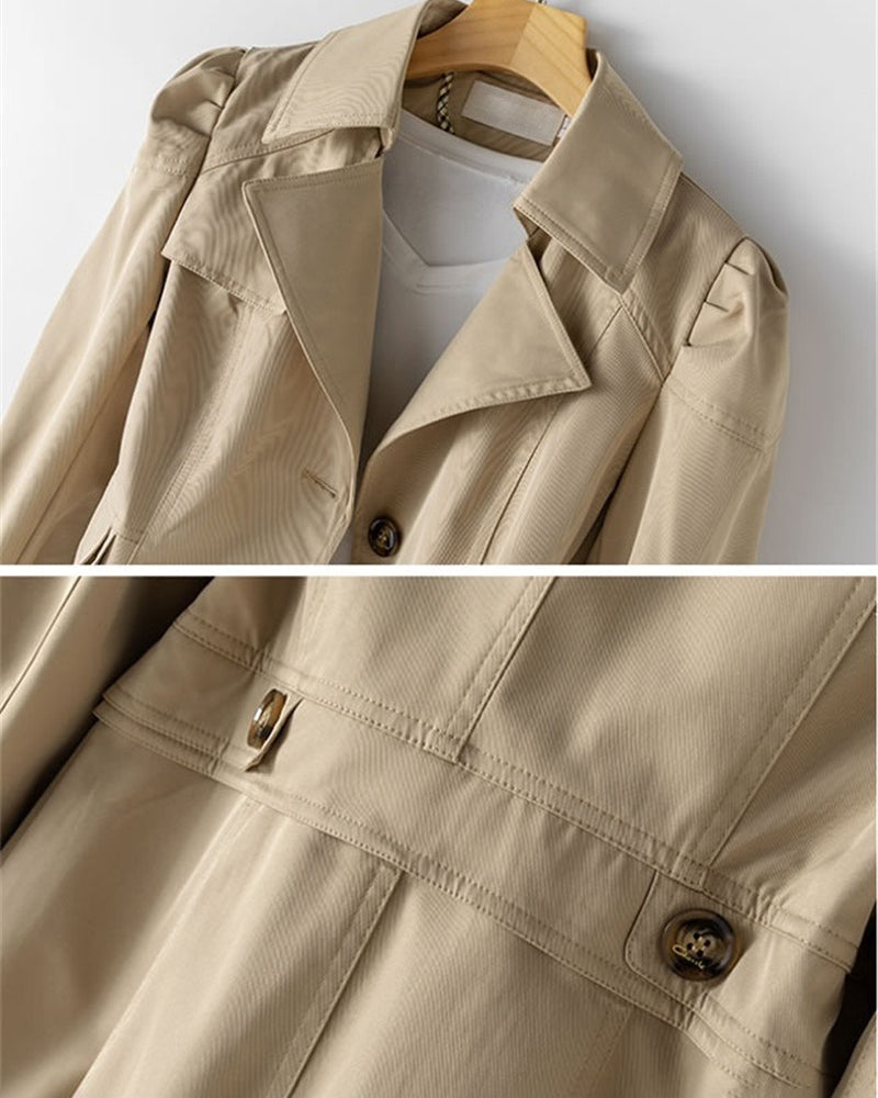 Véronique Womens Mid-Length Trench Coat with Belt
