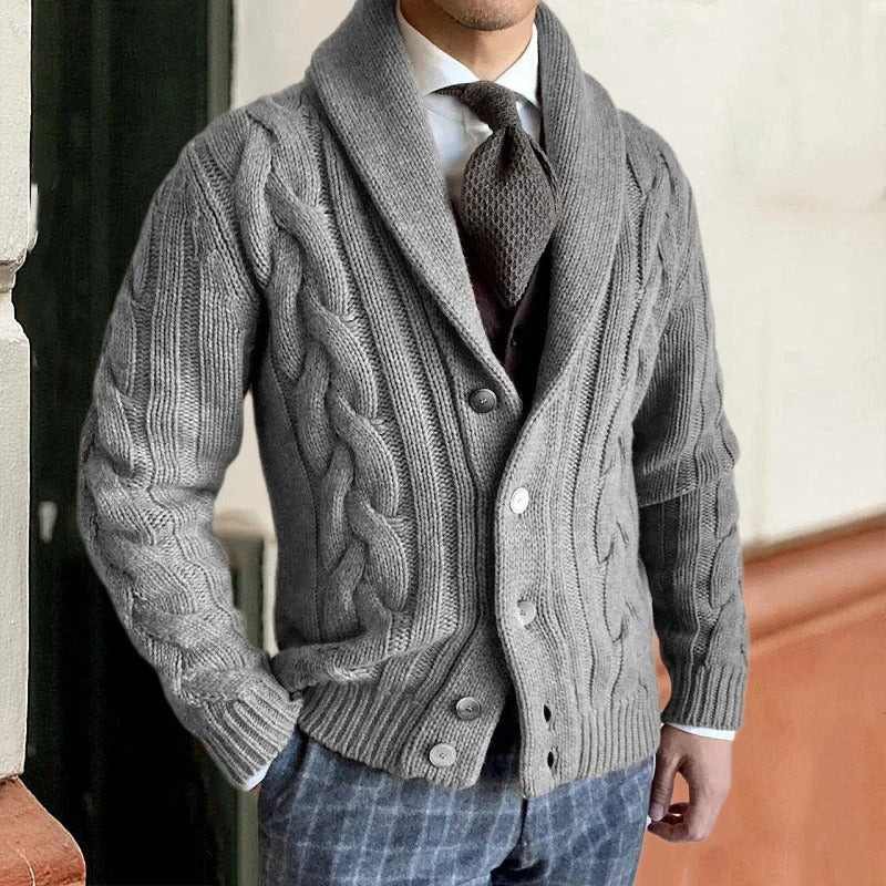 Étienne Mens Warm Knit Cardigan Sweater in Gray