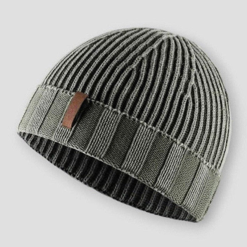 Luis Mens Knitted Beanie with Vintage Knit in Green
