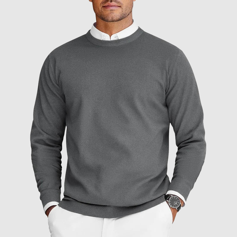 Tony Mens Crew Neck Sweater in Soft Lightweight Knit in Gray