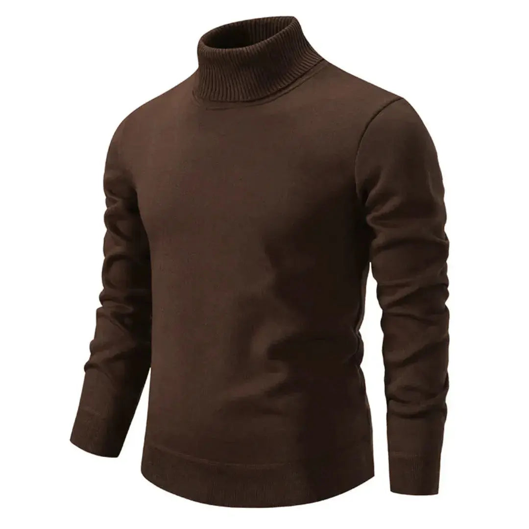 Jason Mens Turtleneck Sweater in Soft Knit Blend in Brown