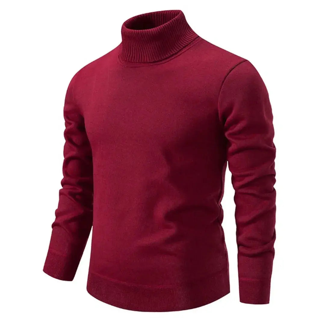 Jason Mens Turtleneck Sweater in Soft Knit Blend in Red