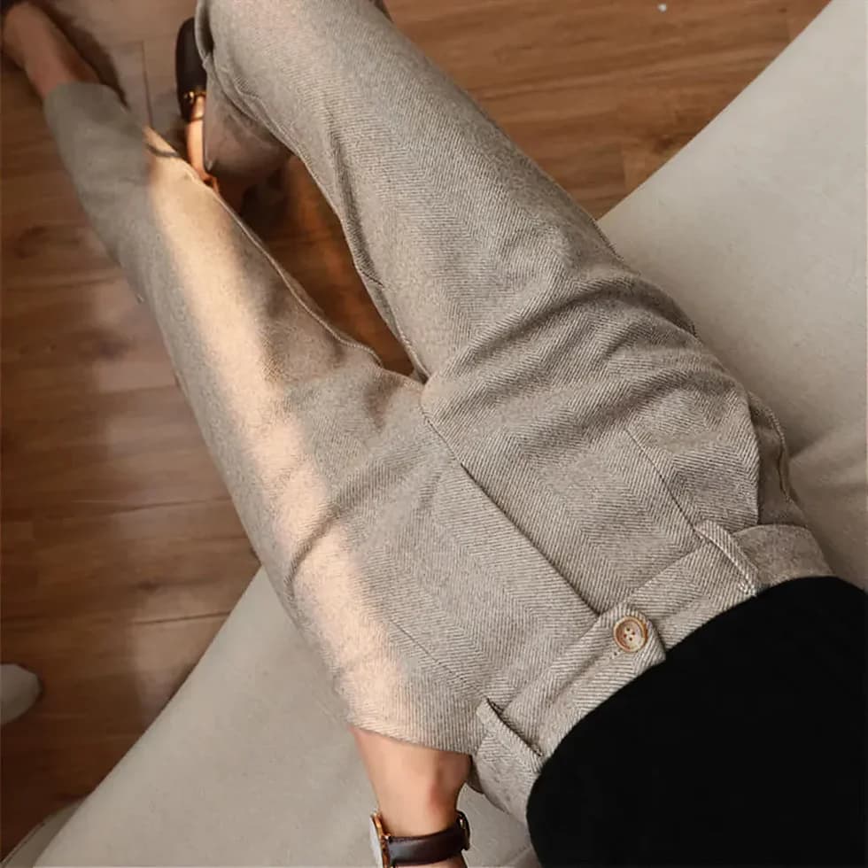 Denna Mens Herringbone Pleated Pants