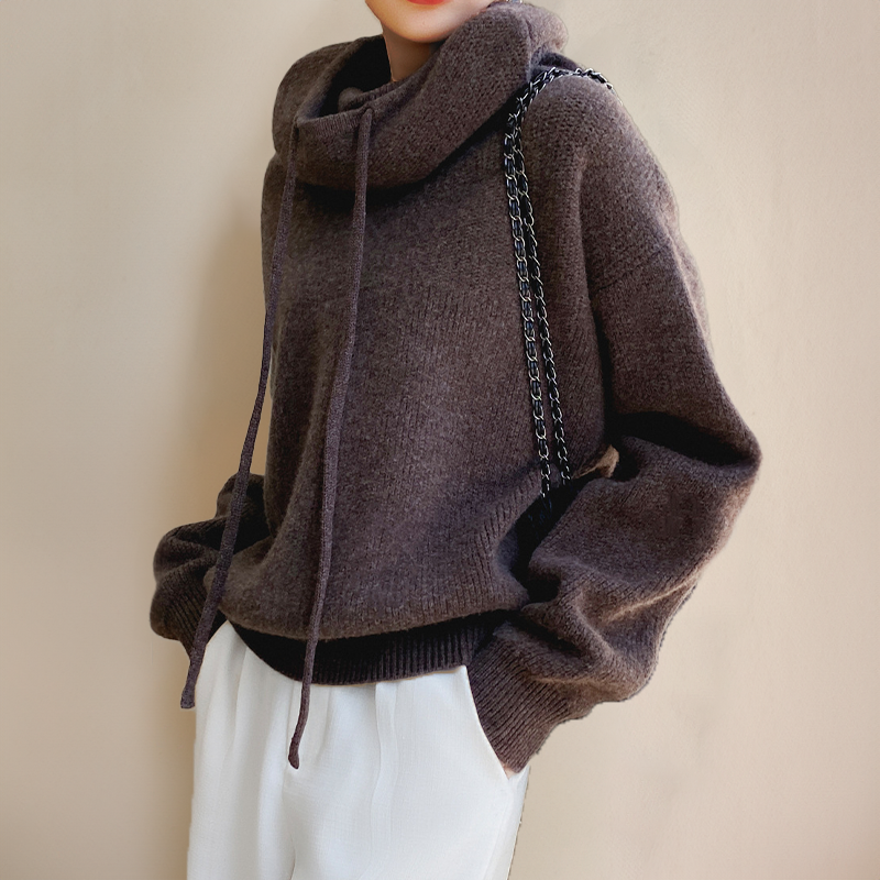 Paige Womens Knit Cowl Neck Hoodie
