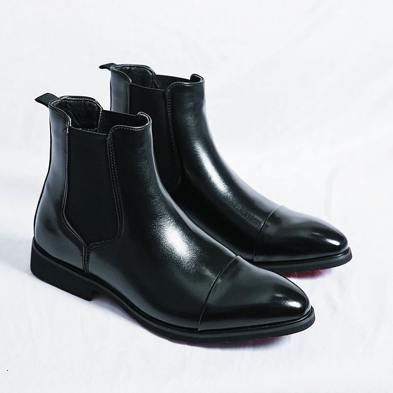 Todd Mens Full-Grain Leather Chelsea Boots in Black