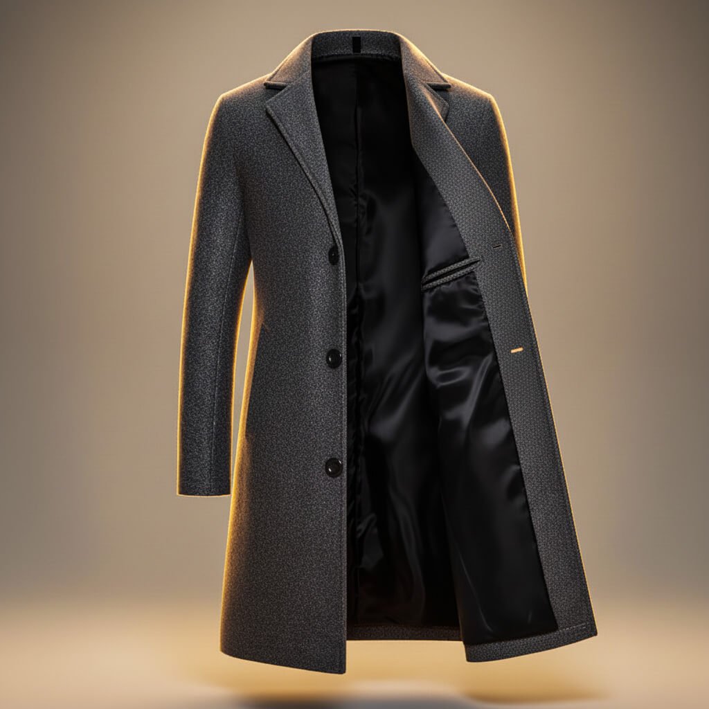 Aston Mens Peruvian Cotton Coat, Three-Button Closure