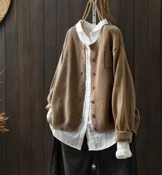 Women's Relaxed Oversized Cardigan, Draped Fit | Functional Pockets, Timeless Layer | 7 Colorways | S–3XL