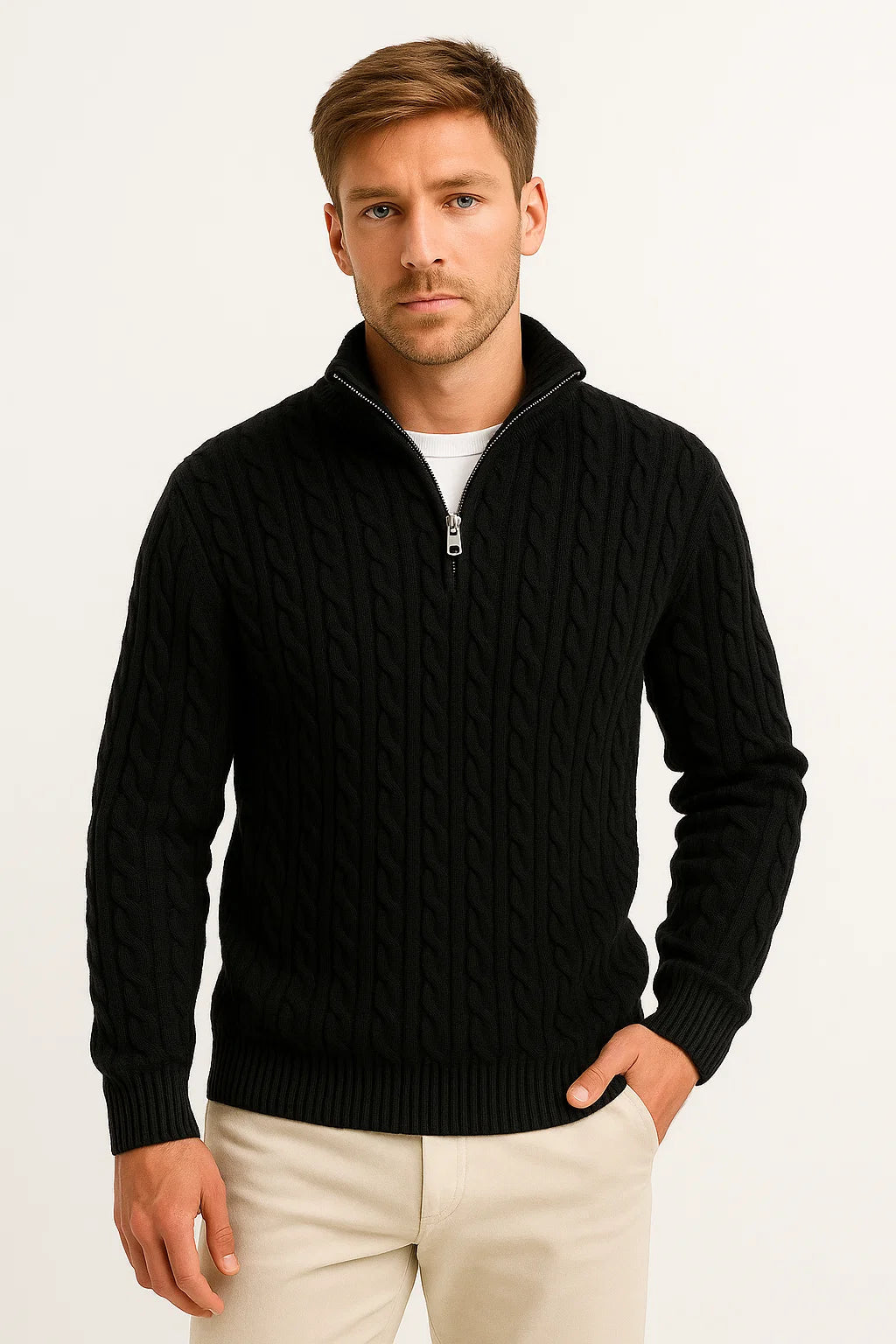Konrad | Herren Frühlings Zopfmuster QZ Strickpullover — Klassische Struktur in 5 Farben | Westmere