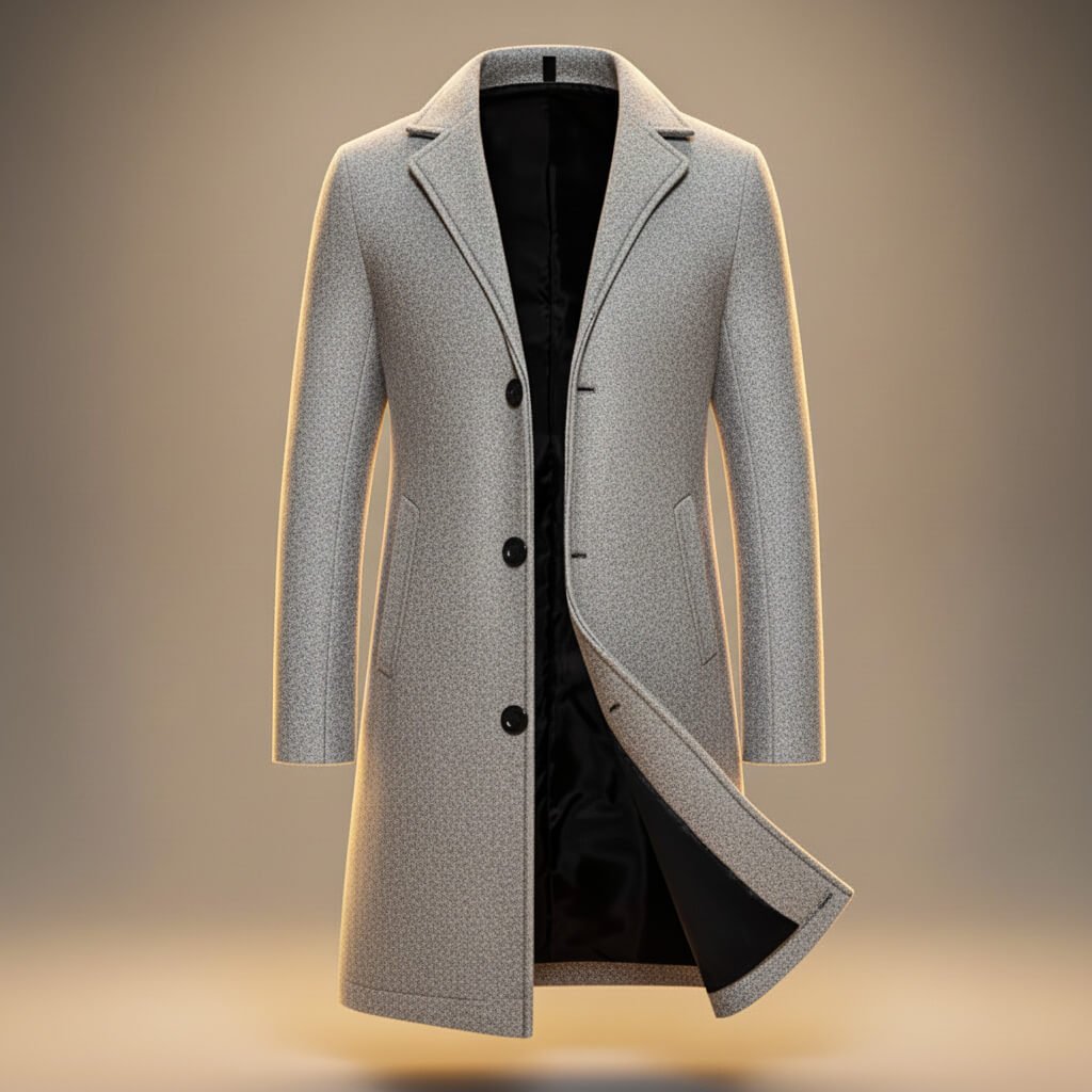 Aston Mens Peruvian Cotton Coat, Three-Button Closure in Cream White