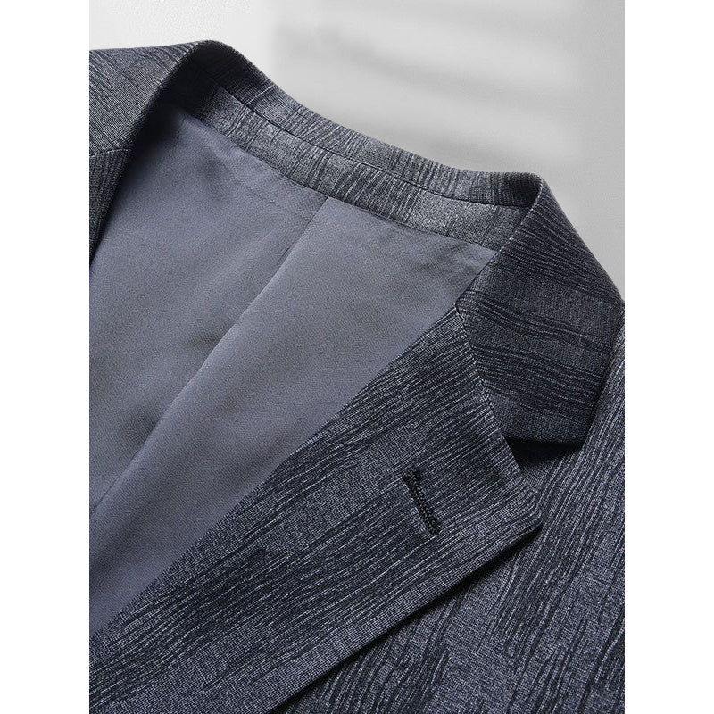 Men's Business Blazer, Slim-Fit Stretch Weave | Two-Button Front, Side Flap Pockets | Gray or Blue | S–XXL