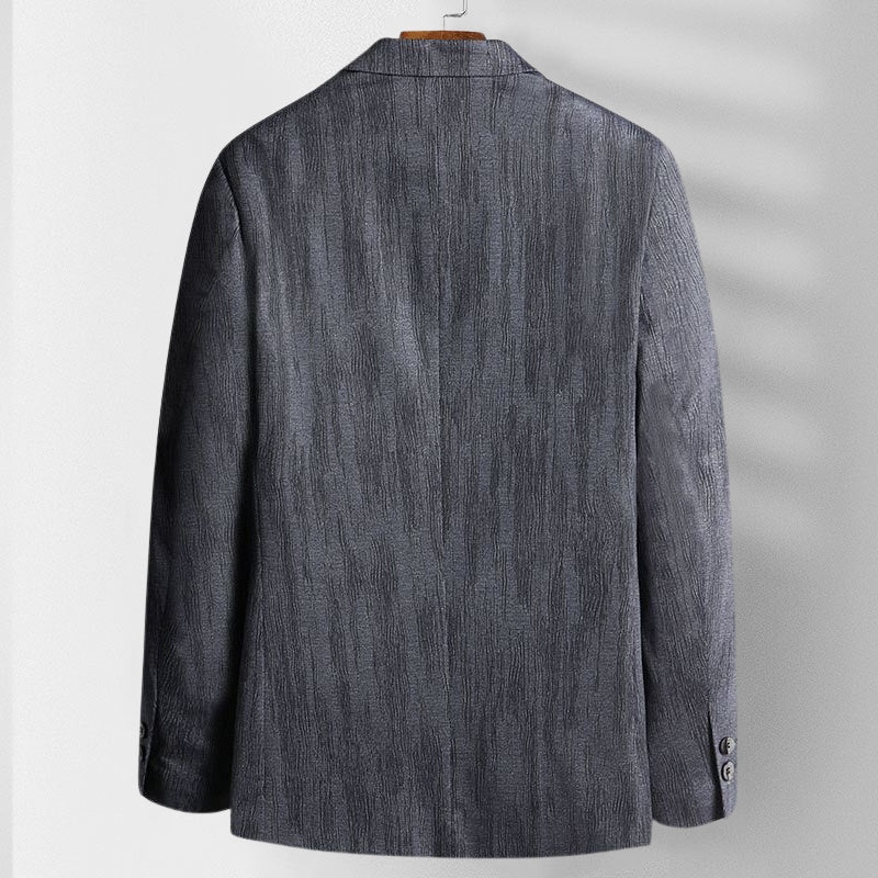 Men's Business Blazer, Slim-Fit Stretch Weave | Two-Button Front, Side Flap Pockets | Gray or Blue | S–XXL