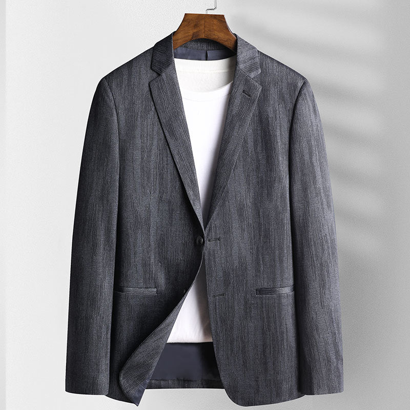 Men's Business Blazer, Slim-Fit Stretch Weave | Two-Button Front, Side Flap Pockets | Gray or Blue | S–XXL