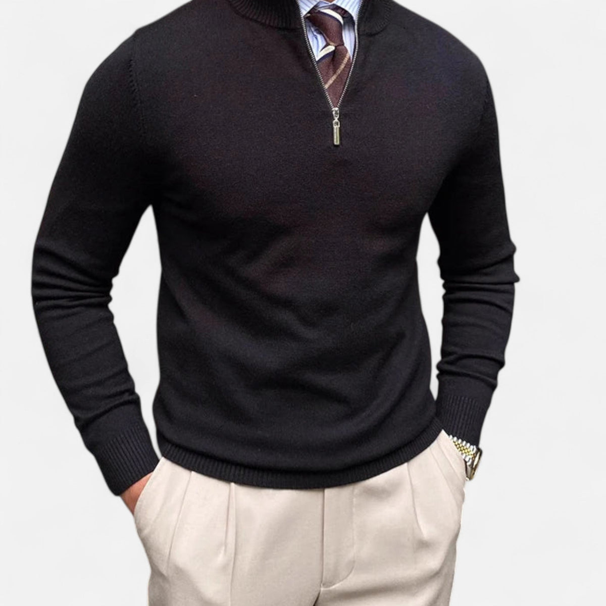 Benjamin | Herren Frühlings Half-Zip Pullover — Zeitloses Design mit Stehkragen in 3 Farben | Westmere