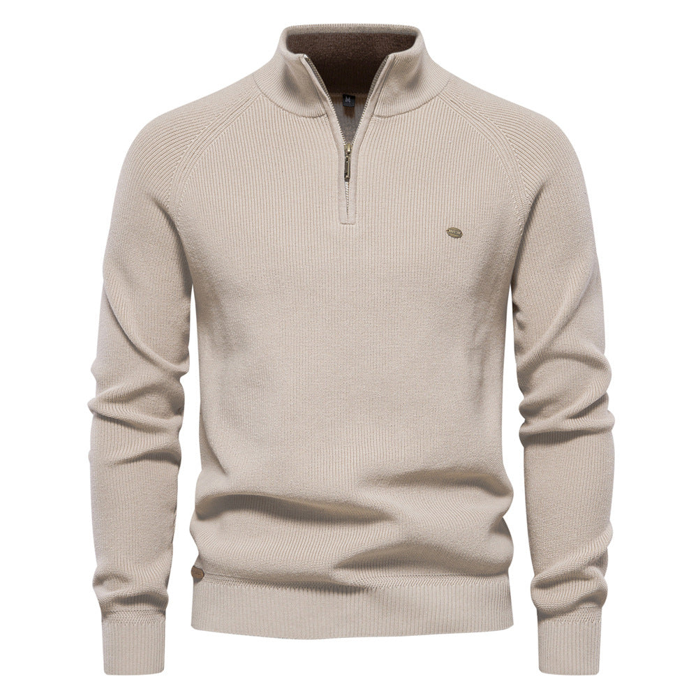 Noah Mens Half Zip Up Sweater, Silky Soft Inside in Beige