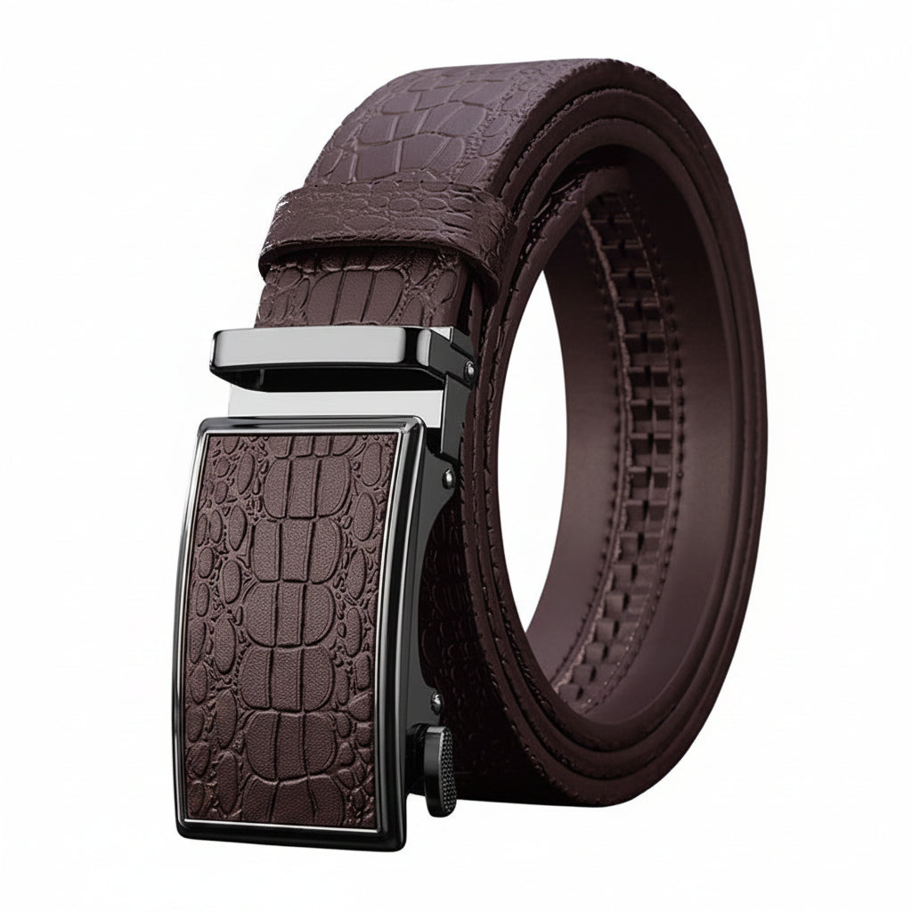 Rogan™ | Men’s Crocodile Pattern Cowhide Leather Belt – Automatic Buckle