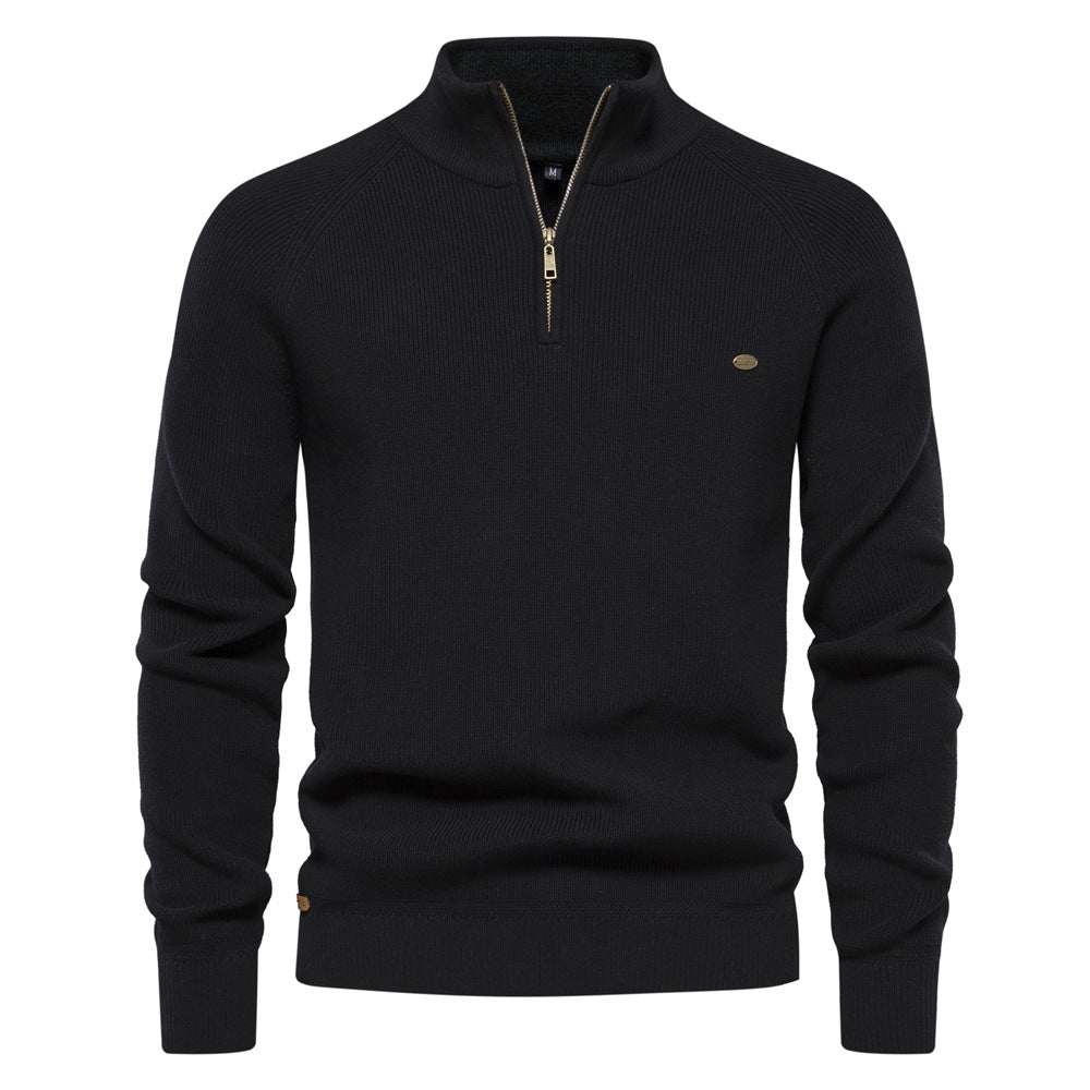 Noah Mens Half Zip Up Sweater, Silky Soft Inside in Black