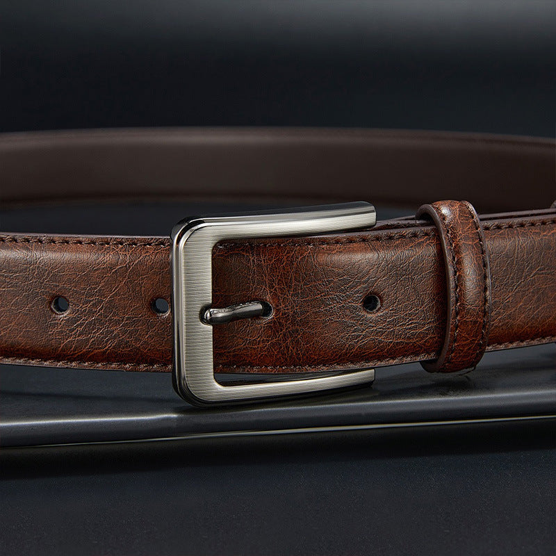Isaias™ | Cowhide Leather Belt – Retro Pin Buckle