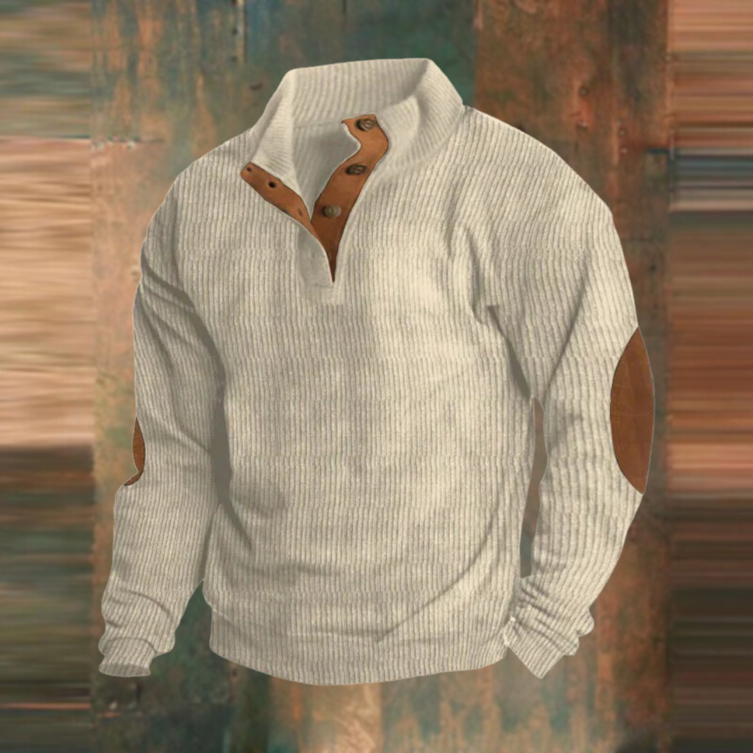 Thomas | Herren Gerippter Pullover mit Knopfleiste am Kragen — Modernes Basic in 5 Farben S–5XL | Westmere