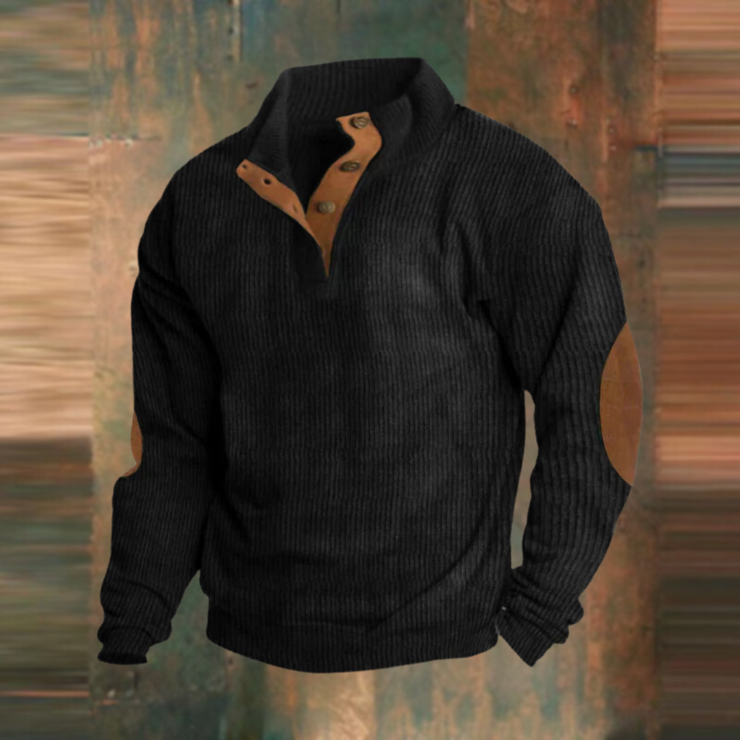 Thomas | Herren Gerippter Pullover mit Knopfleiste am Kragen — Modernes Basic in 5 Farben S–5XL | Westmere