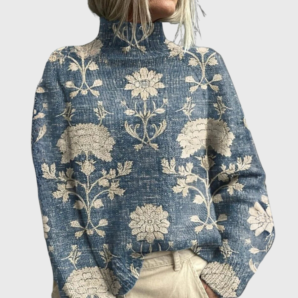 Women's Warm Turtleneck Sweater, Plush Design | Elegant Neckline, Flattering Drape | Green, Blue or Light Blue | XS–XL