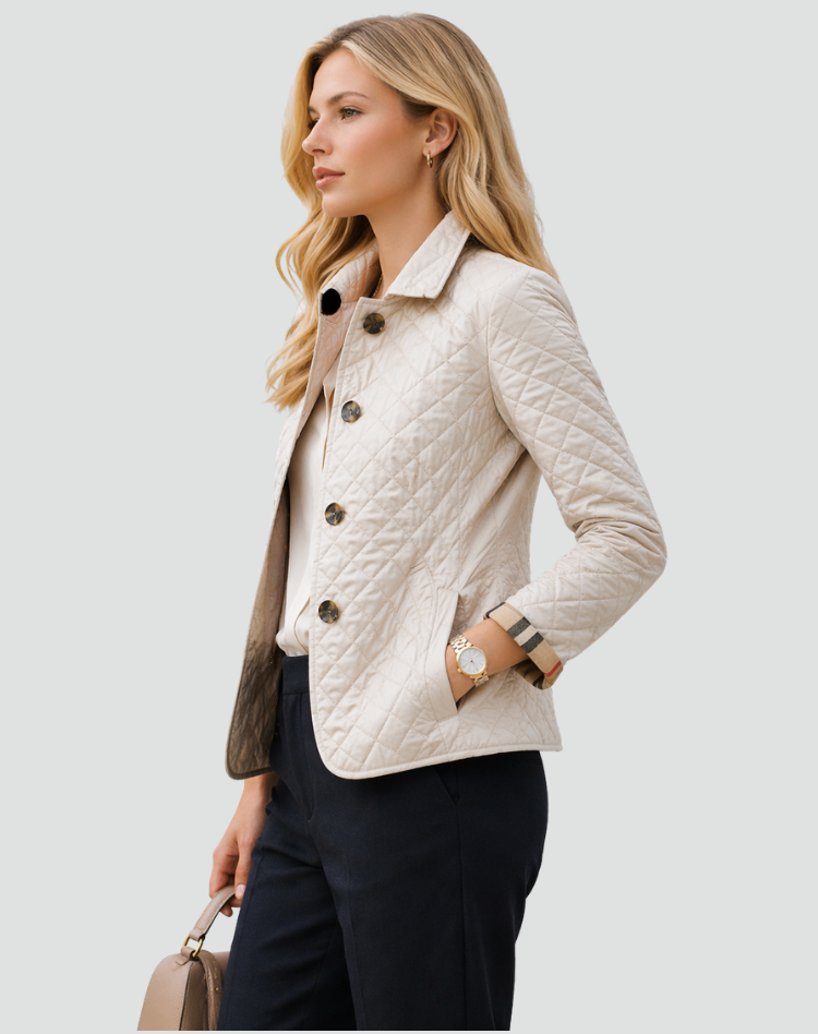 Jasmine Womens Quilted Puffer Jacket with Diamond Stitching