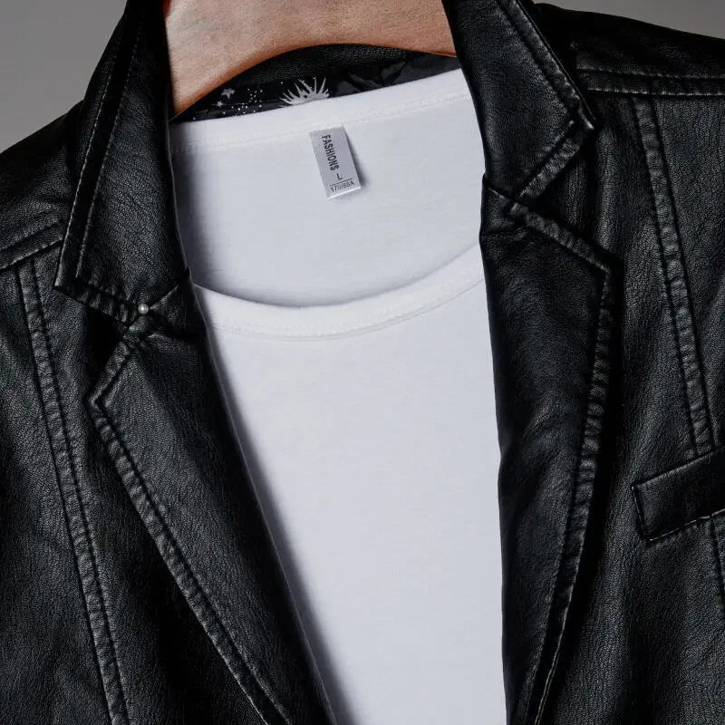 Sutton Mens Leather Blazer Jacket, Tailored Fit