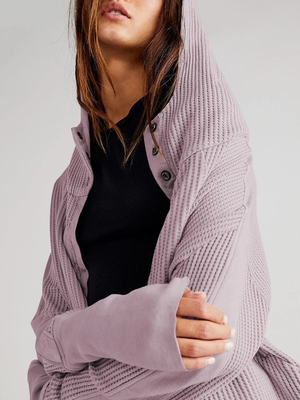 Christina Womens Cropped Zip Hoodie in Waffle Cotton