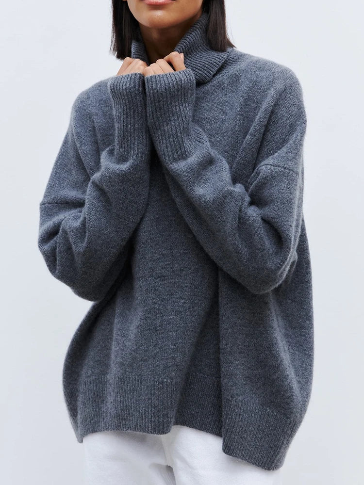 Sabrina Womens Oversized Turtleneck Sweater