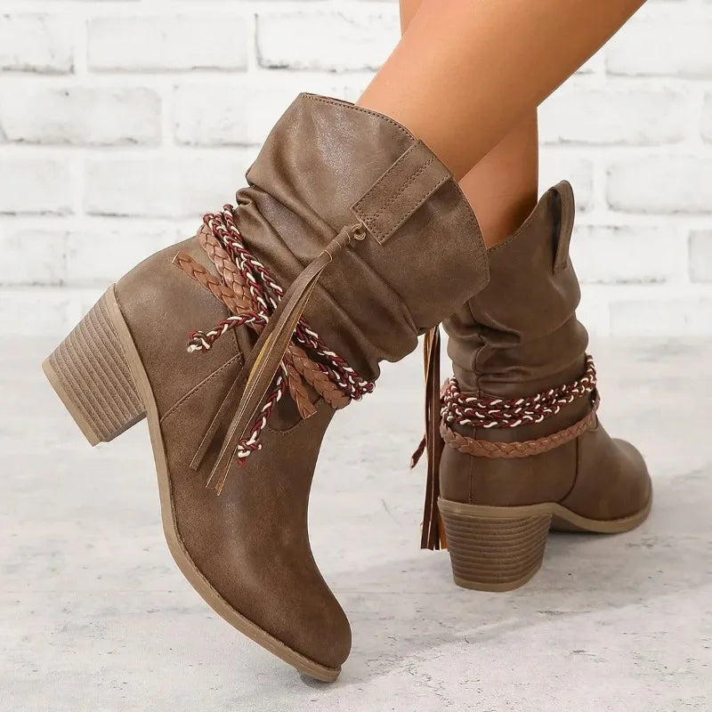 Mila Womens Western Boots with Block Heel