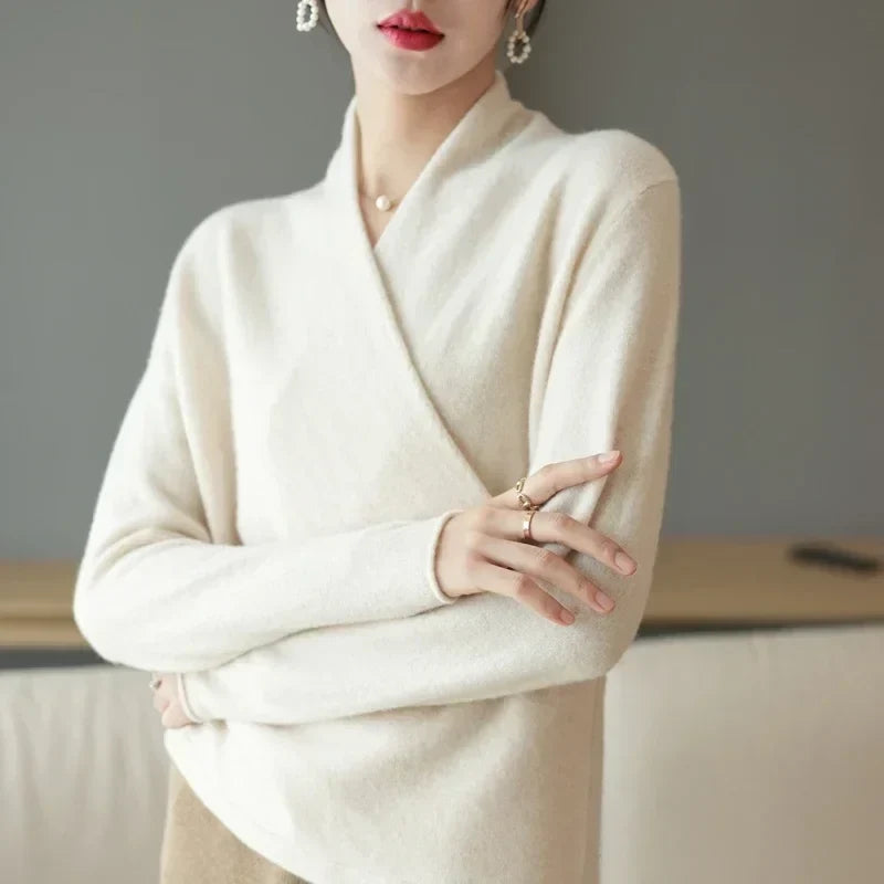 Kathryn Womens Cashmere Wrap Sweater with V-Neck