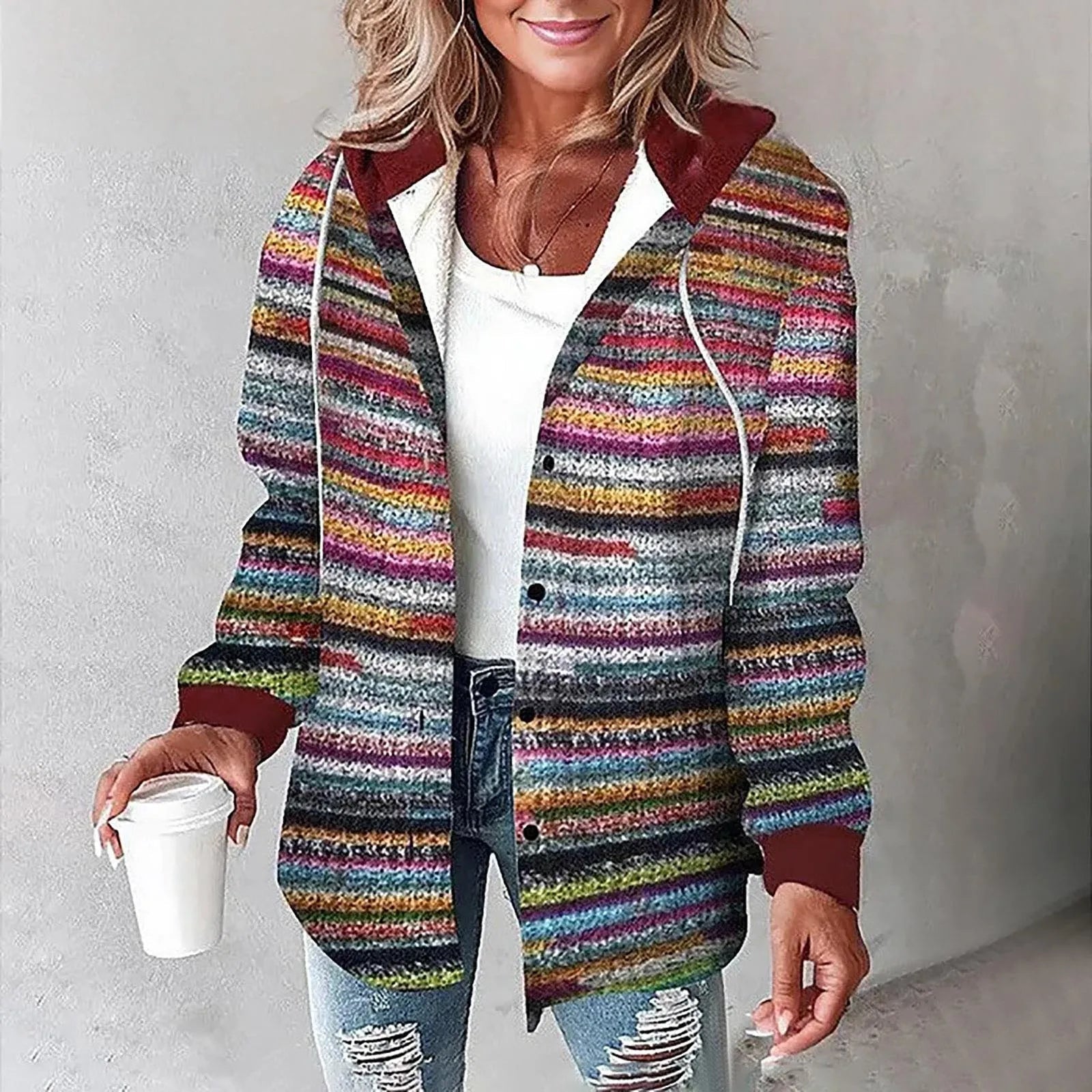 Women's Checkered Lined Cardigan, Draped Fit | Warm Autumn Lining, Easy Layering | 6 Colorways | S–3XL