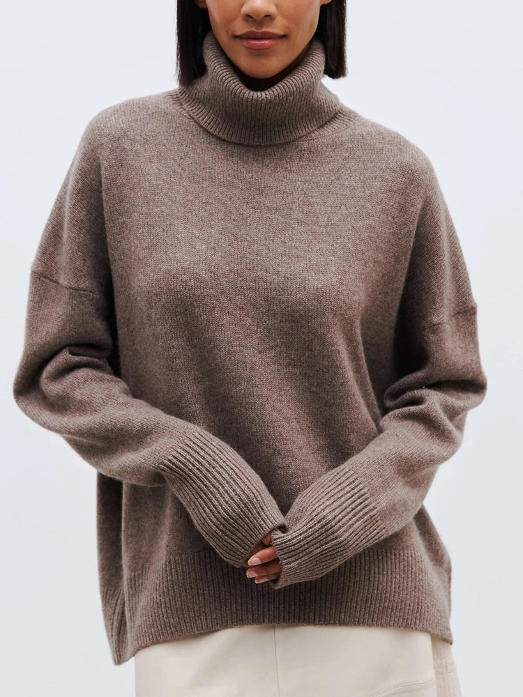 Sabrina Womens Oversized Turtleneck Sweater