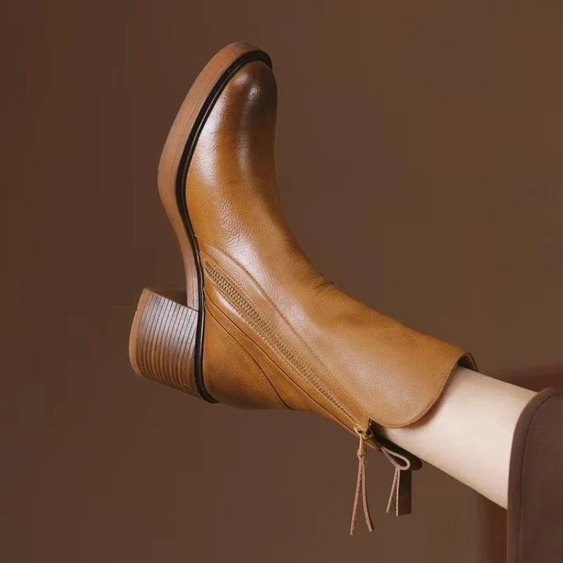 Selene Womens Leather Heeled Ankle Boots, 2 Inch Heel