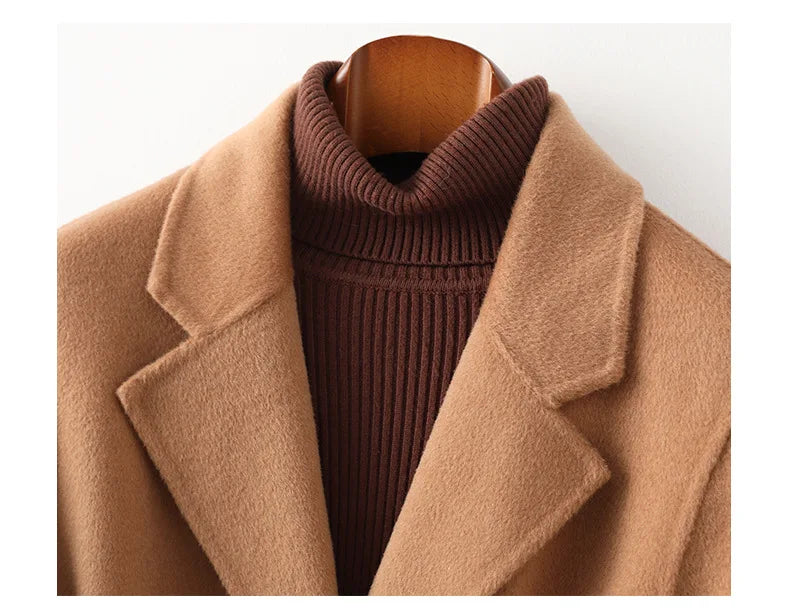 Claire Womens Belted Wool Coat in Midi Length