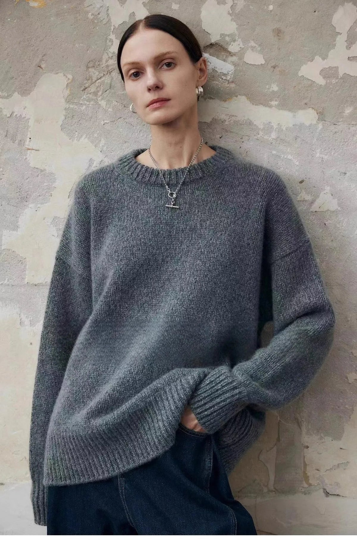 Deanna Womens Pure Cashmere Oversized Sweater