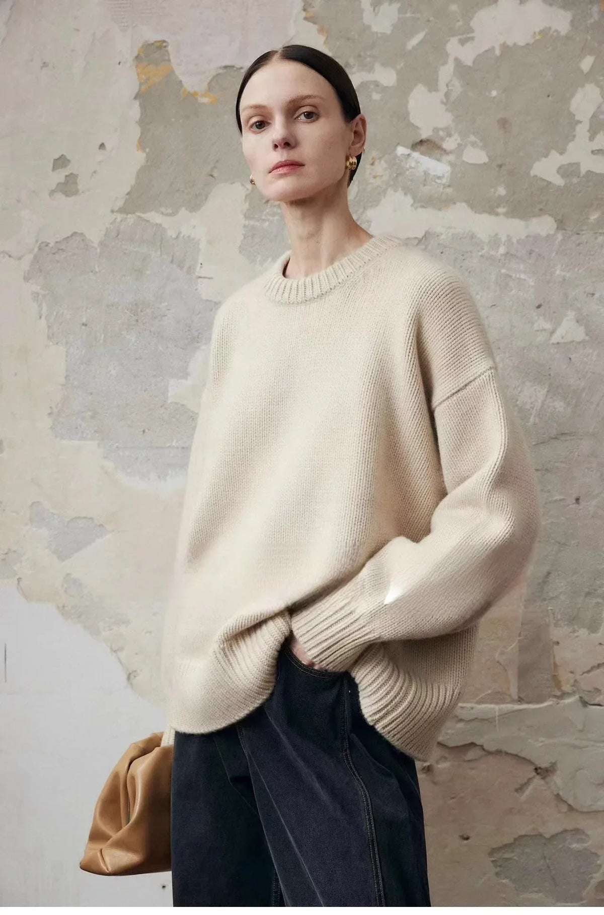 Deanna Womens Pure Cashmere Oversized Sweater