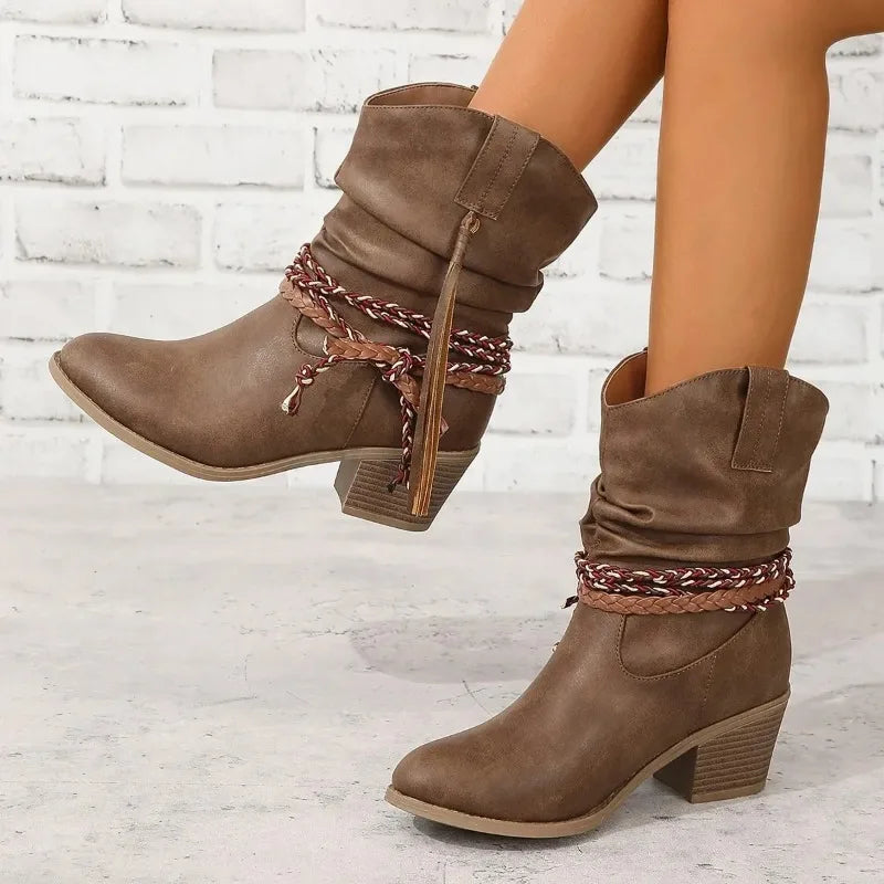 Mila Womens Western Boots with Block Heel