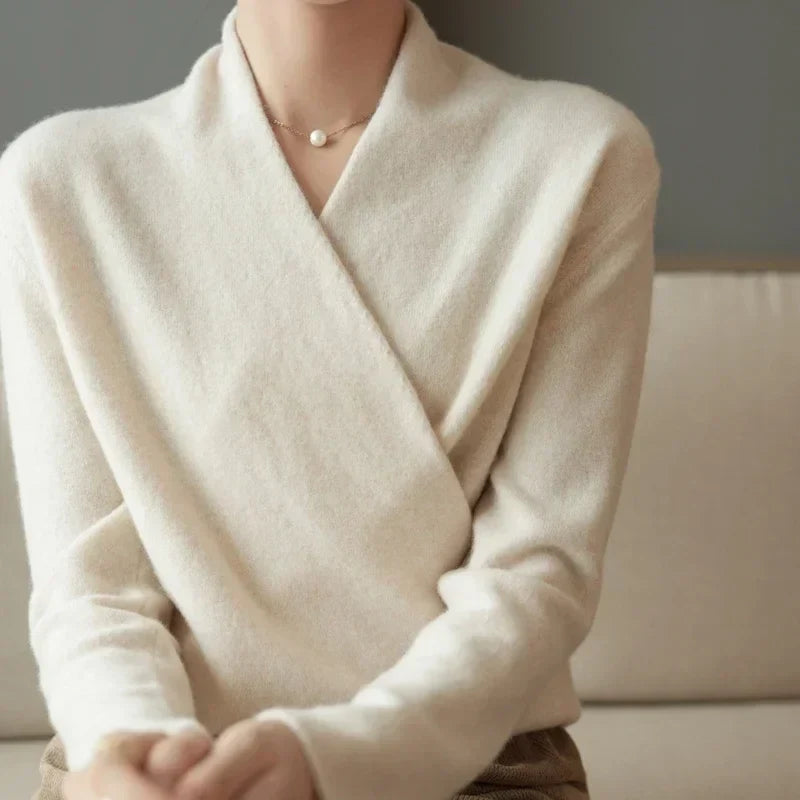 Kathryn Womens Cashmere Wrap Sweater with V-Neck