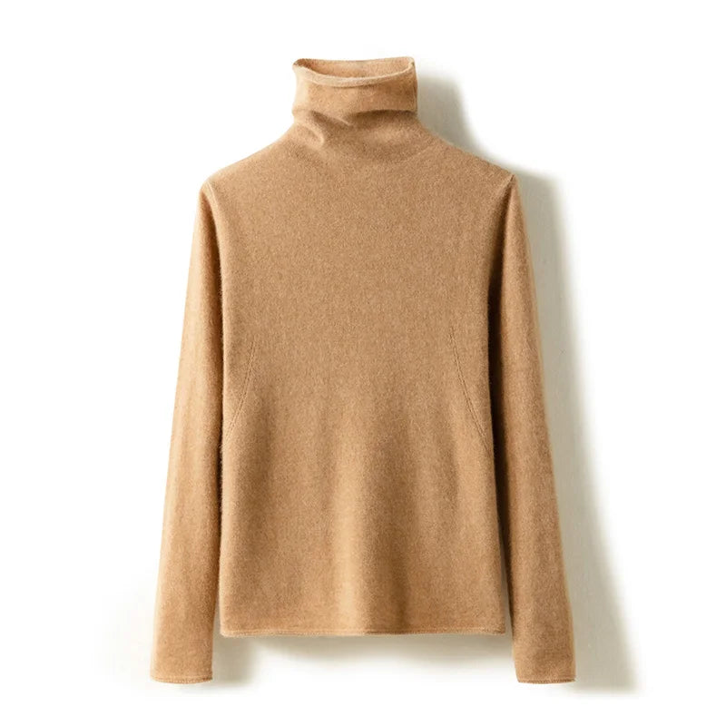 Victoria Womens Cashmere Blend Turtleneck Sweater, Slim Fit