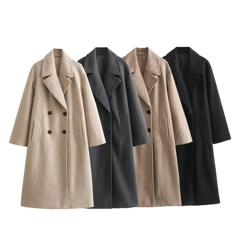 Women's Elegant Tailored Coat, Classic Buttons | Streamlined Silhouette, Refined Everyday Layer | 4 Colorways | S–2XL