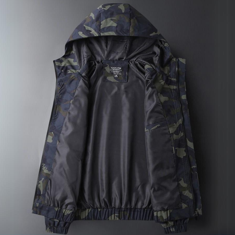 Joel Mens Camo Hooded Jacket, Wind and Water Resistant