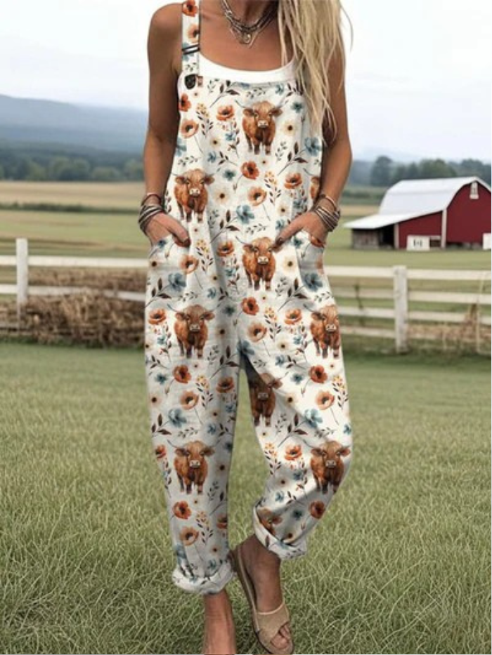 Harper™ | Cow Print Jumpsuit