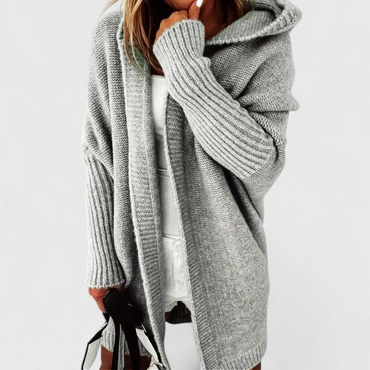 Rosalynne Womens Oversized Hooded Cardigan in Gray