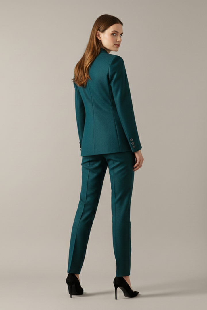 Monica Womens One-Button Blazer Suit Set with Straight Pants
