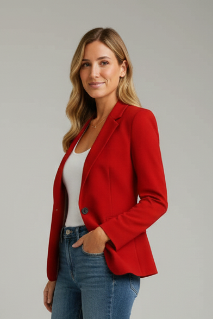 Brooke Womens Single Button Blazer with Notched Lapel