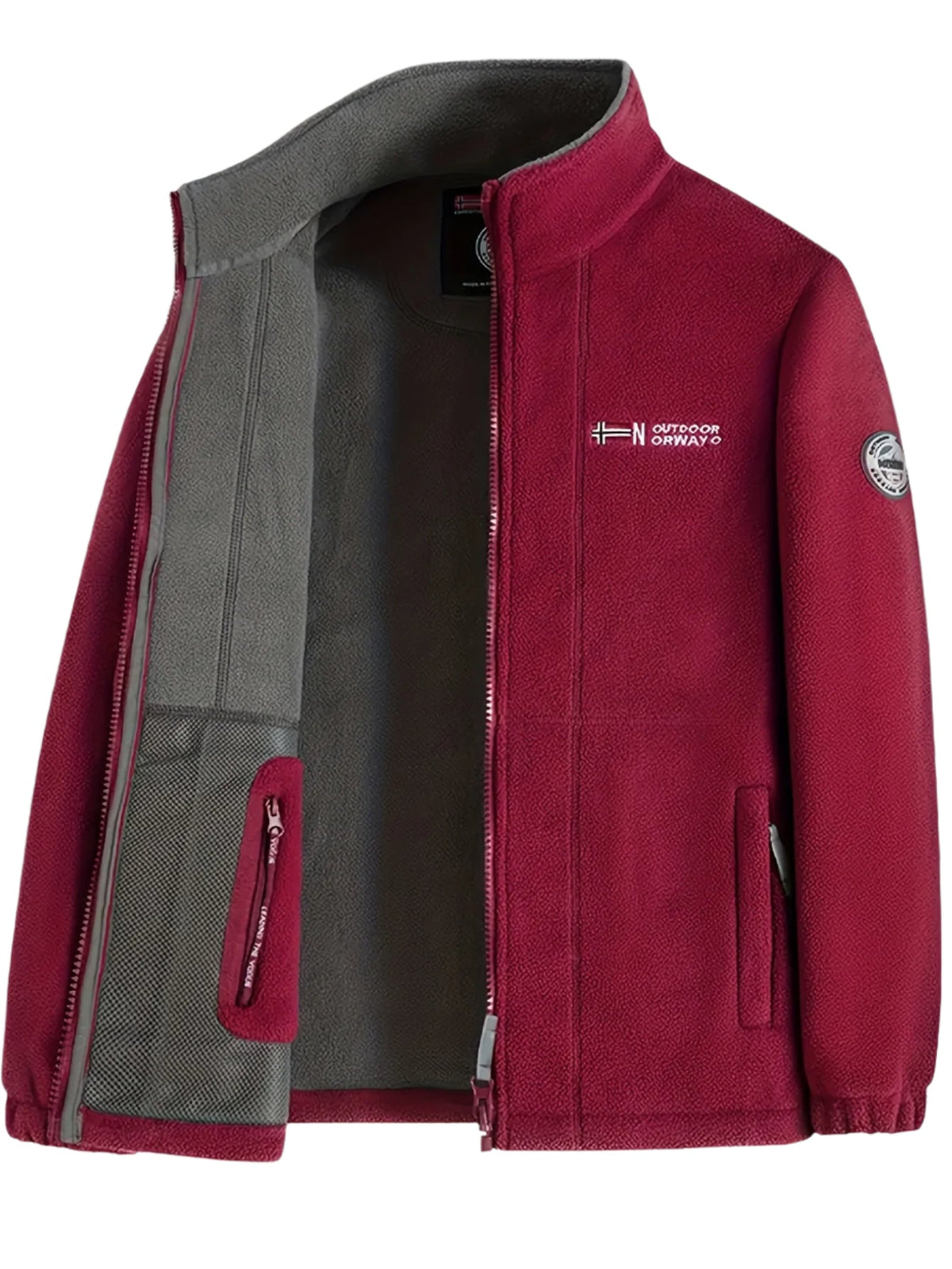 Neal Mens Fleece Jacket with Full Zip in Red
