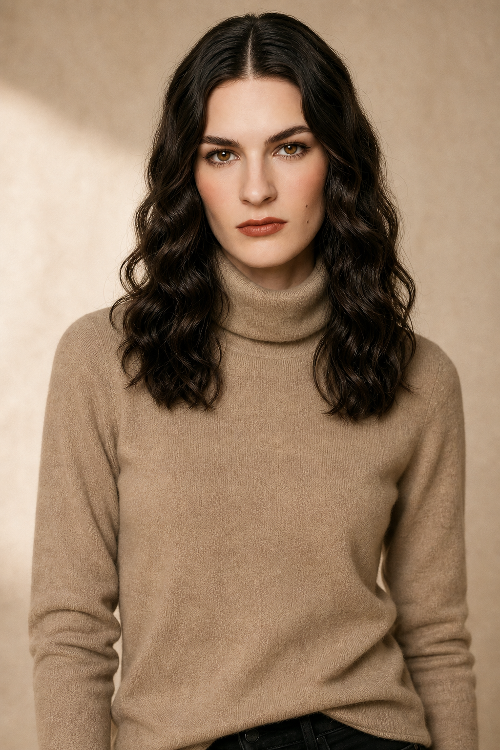 Victoria Womens Cashmere Blend Turtleneck Sweater, Slim Fit