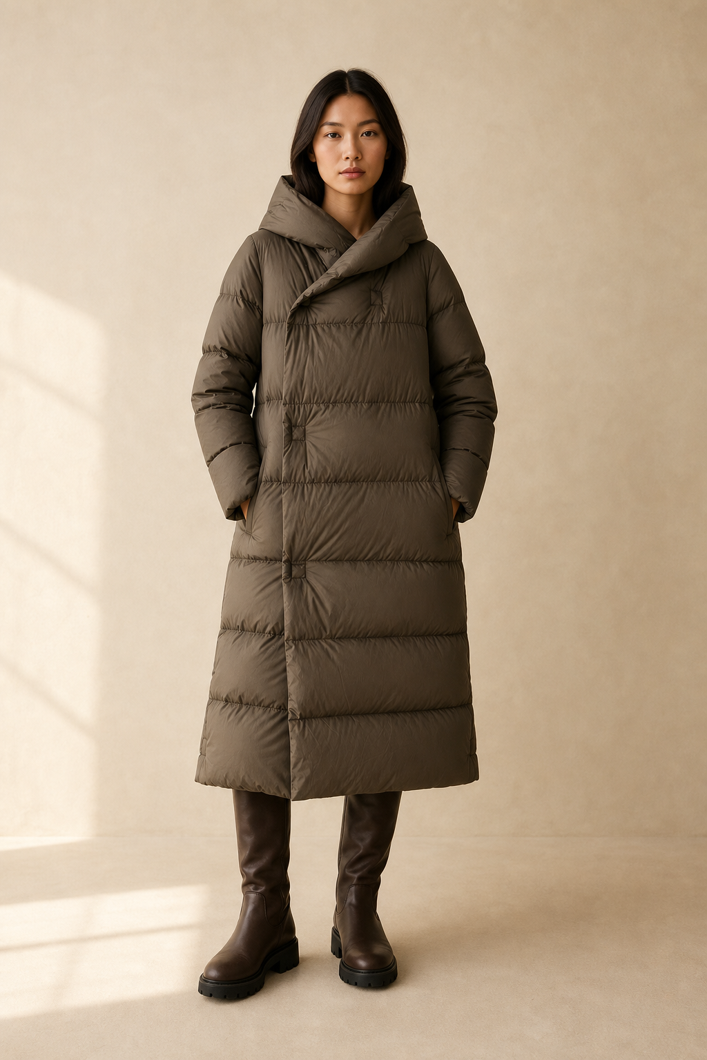 Autumn Womens Long Down Parka with Hood