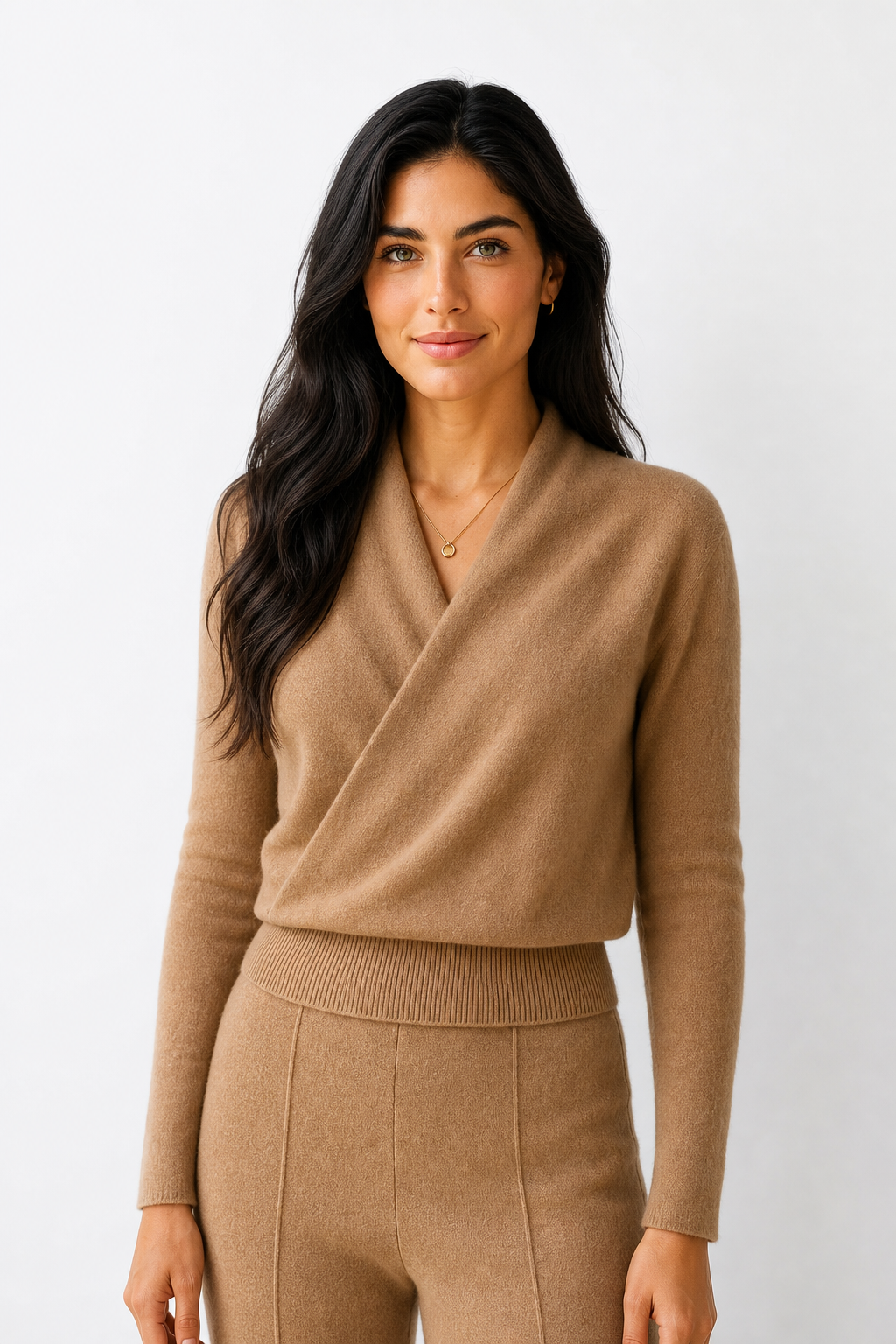 Teresa Womens Cashmere Sweater with Crossover Collar