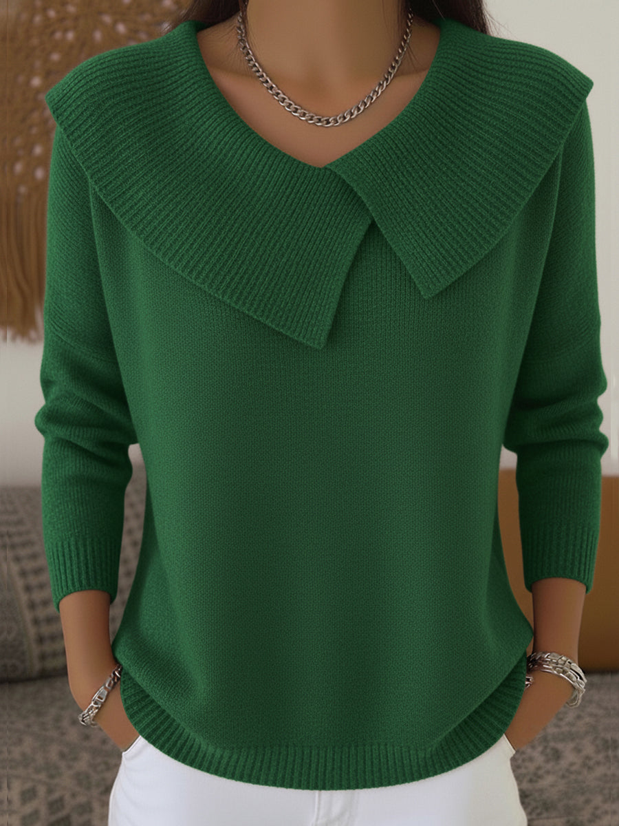 Aldene | Women's Collared Knit Sweater — Wide Fold-Over Collar Pullover in 7 Colors | Westmere